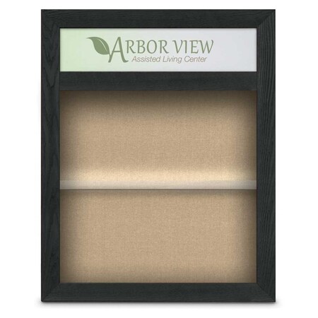 United Visual Products Outdoor Enclosed Combo Board, 42"x32", Stn Frame/Wht Porc & Ultramarine UVCB4232OD-WHTPORC-ULTMAR